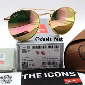 Model Display RayBan Round Metal Pink RB3447 Mirror
